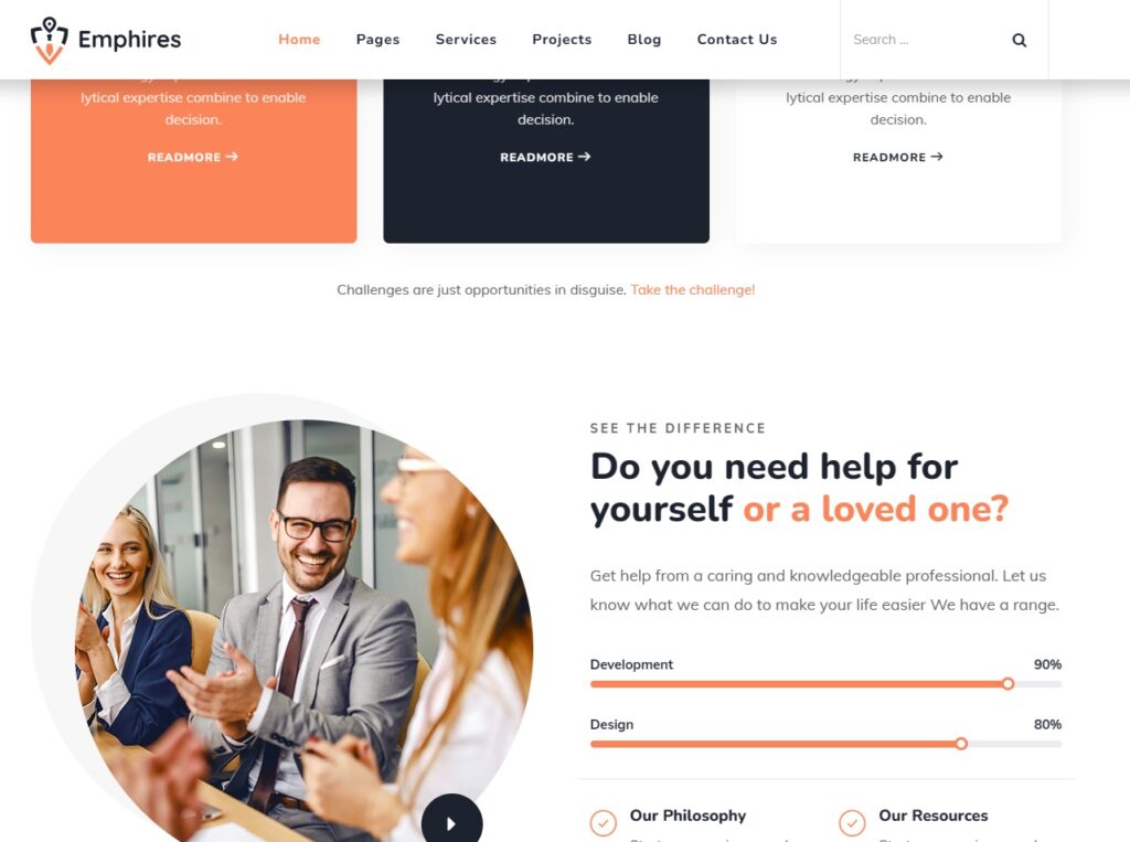Emphires - Human Resources & Recruiting Theme home page design
