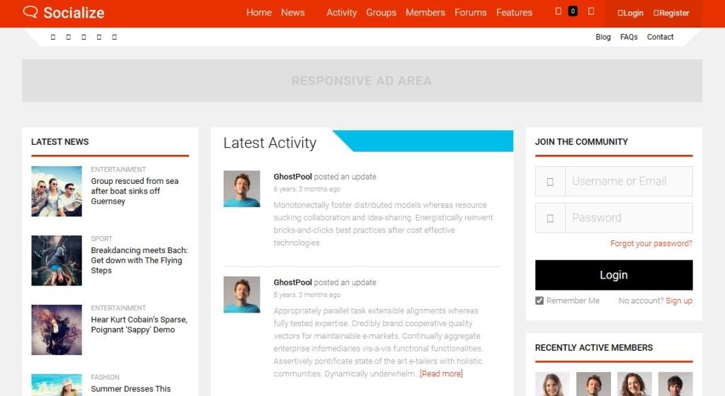 socialize activity section theme