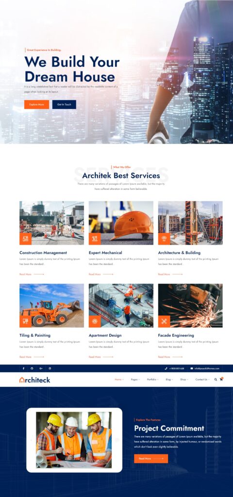architeck wordpress theme  new layout