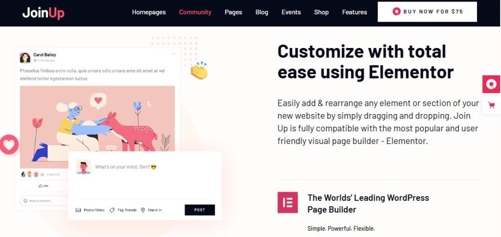 section of join up for elementor page builder