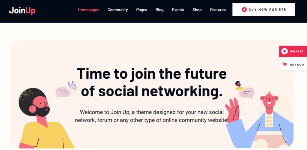 join up homepage Best wordpress theme for community website