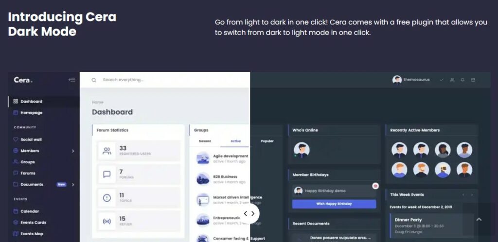 cera includes unlimited customization option with free plugin dark mode 