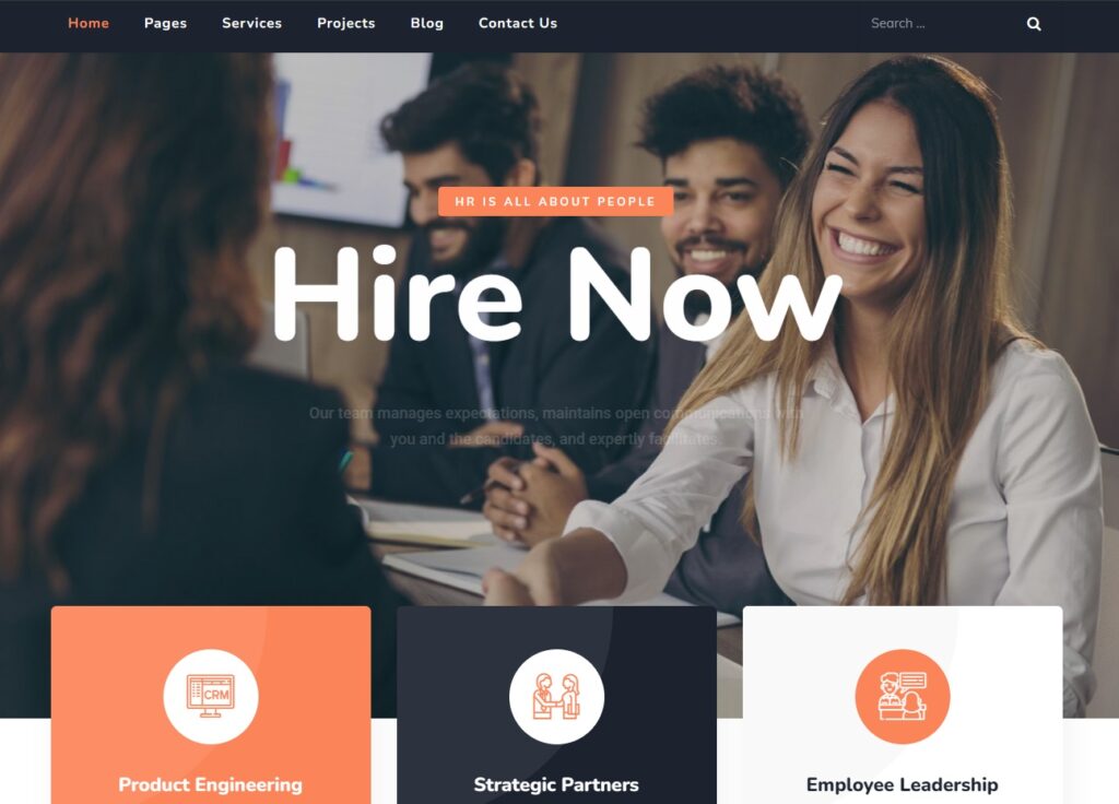 Emphires - Human Resources & Recruiting Theme home page layout style
