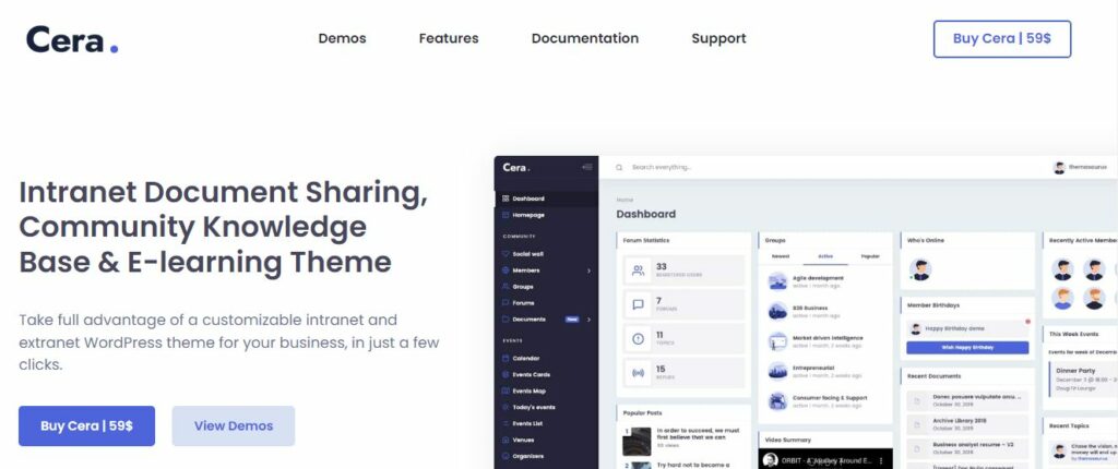 cera homepage Best wordpress theme for community website
