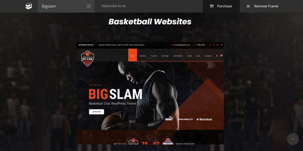 basketball website theme in bigslam Best wordpress themes for sports clubs
