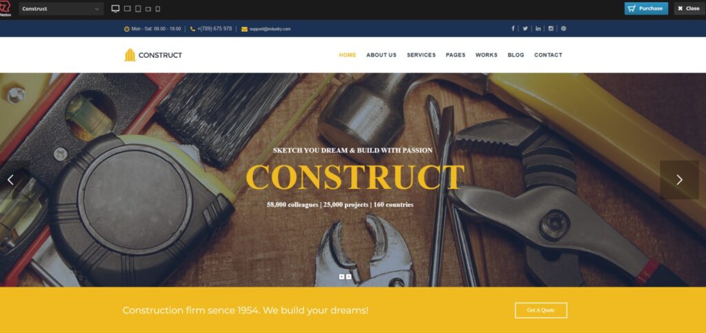 construct theme for contractor business 