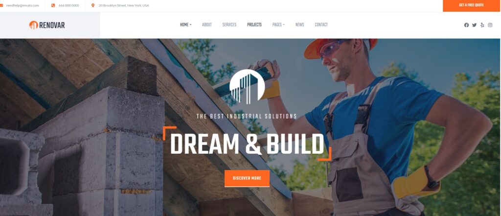renovar wordpress theme for  general contractor 