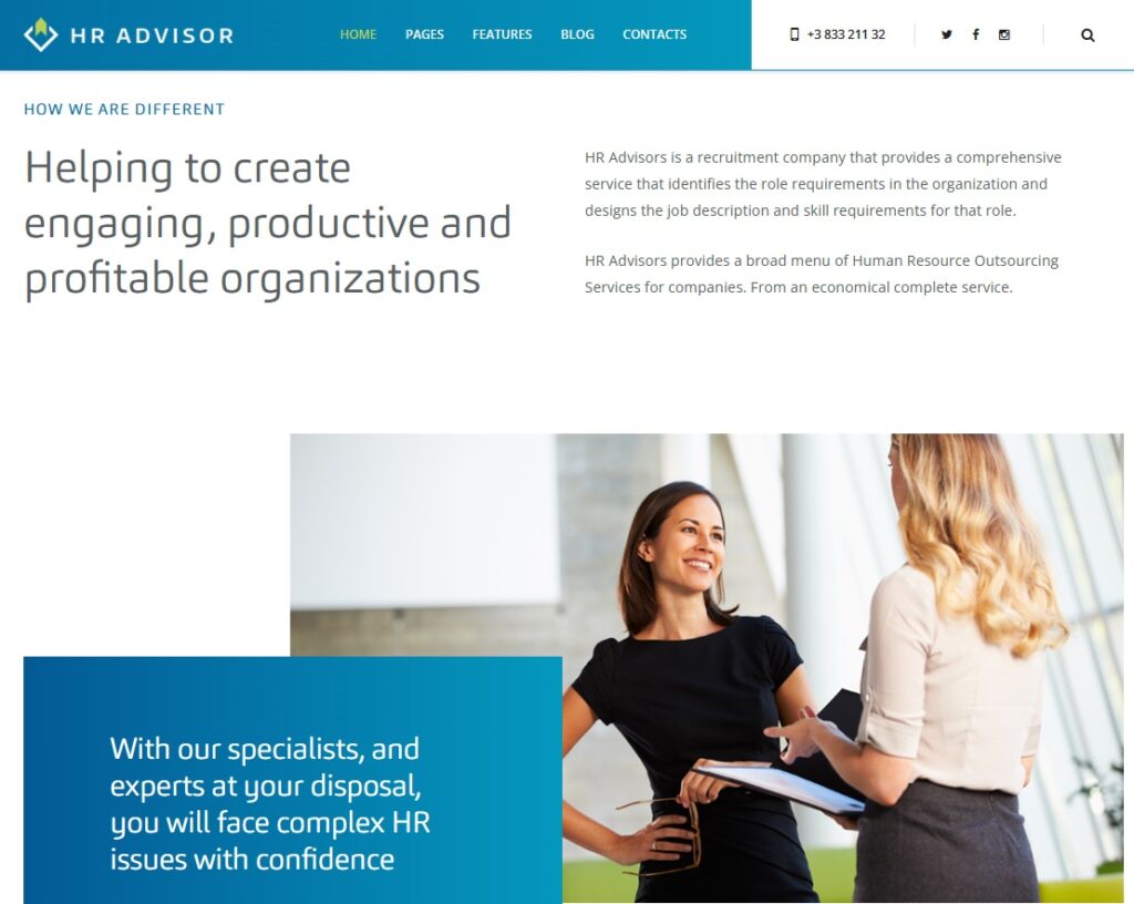 HR Advisor  Human Resources & Recruiting WordPress Theme variant two