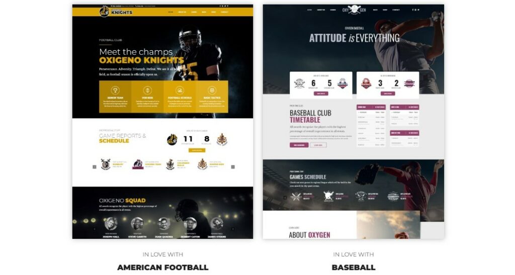 oxigeno includes football baseball wordpress theme